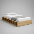 Letto una piazza e mezza 120 x 200 cm in bambù lamellare marrone chiaro con 6 vani portaoggetti laterali