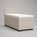 Letto singolo boxspring 90 x 200 cm in tessuto beige con testiera, materasso e topper
