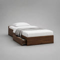 Letto singolo in legno marrone noce con 2 cassetti, rete 90 x 200 cm, dimensioni 206 x 98 x 70 cm