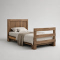 Letto matrimoniale 160 x 200 cm in legno massello di pino marrone con testiera e pediera, 216 x 172 x 120 cm