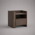 Comodino rettangolare in MDF melaminico marrone scuro con cassetto e vano aperto, 40 x 35 x 55 cm
