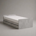 Letto singolo con cassetto contenitore in pannello truciolare melaminico grigio cemento, 96 x 204 x 75 cm, per materasso 90 x 200 cm