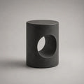 Comodino cilindrico nero in calcestruzzo rinforzato con vano circolare, 40 × 40 × 50 cm