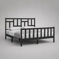 Letto matrimoniale alla francese 140 x 190 cm in pino massello nero con testiera e pediera, 207 x 147 x 110 cm