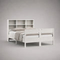 Letto alla francese in legno bianco con testiera libreria, sponda laterale e rete 140 x 200 cm, dimensioni 215 x 149 x 145 cm