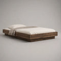 Letto matrimoniale basso in legno marrone noce senza testiera, 178 x 218 x 38 cm, per materasso 160 x 200 cm