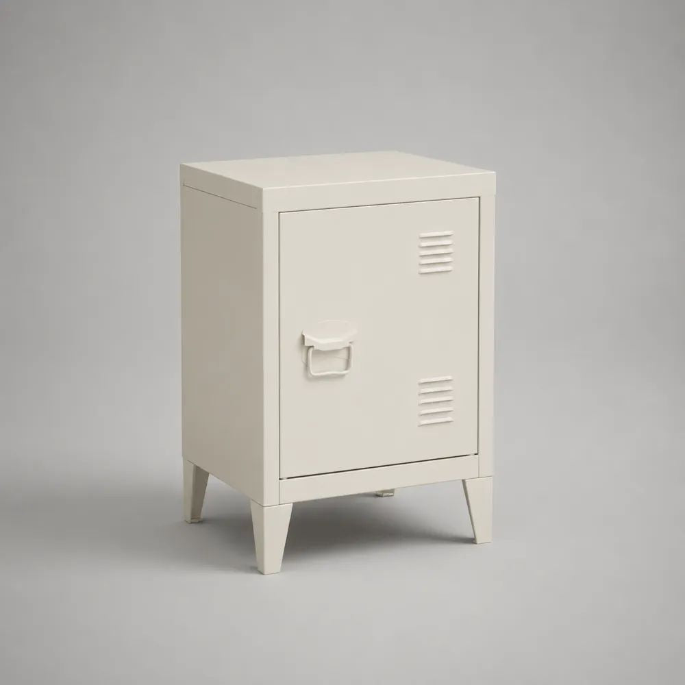 Comodino armadietto in acciaio bianco con 1 anta, 40 x 35 x 60 cm