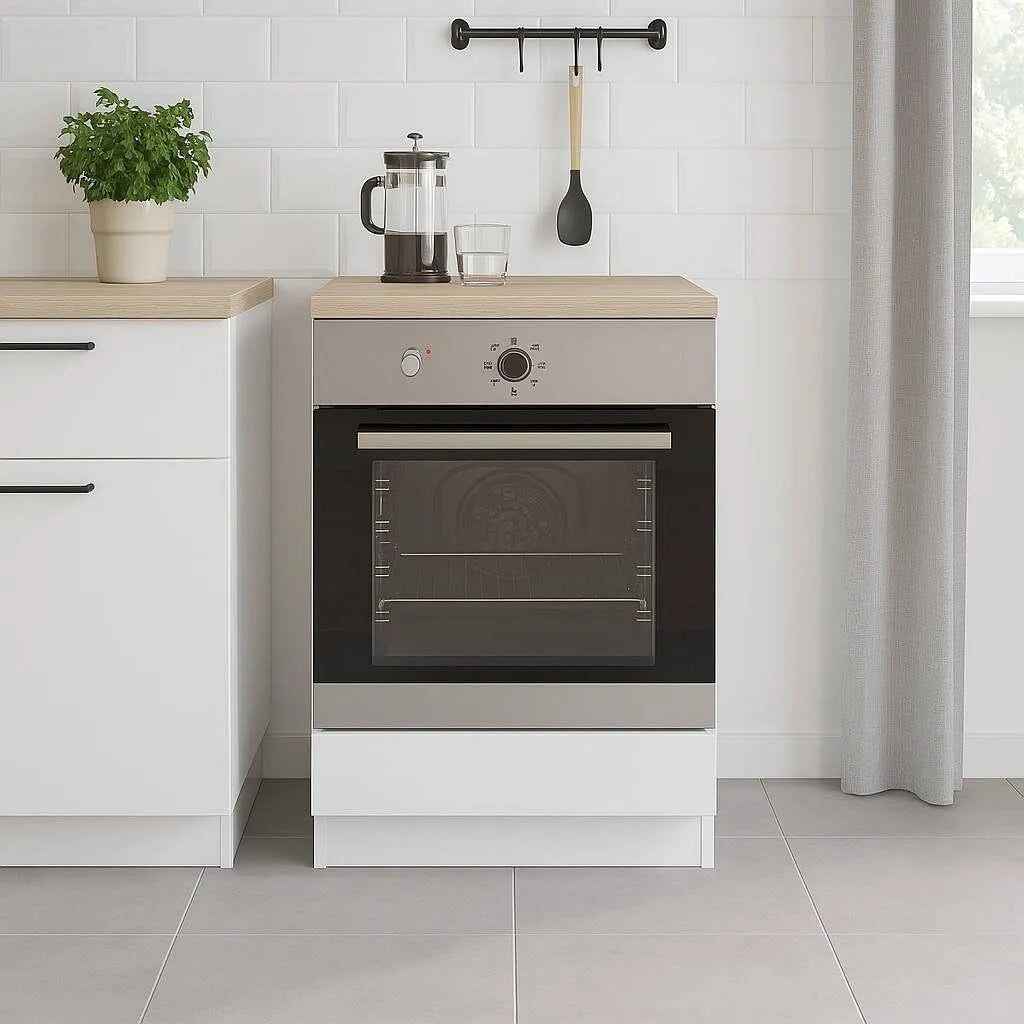 Forno elettrico h90, da incasso, bianco, 60x60 cm, Mobile per forno Pau, Mobile contenitore con vano forno, Struttura base per elettrodomestico