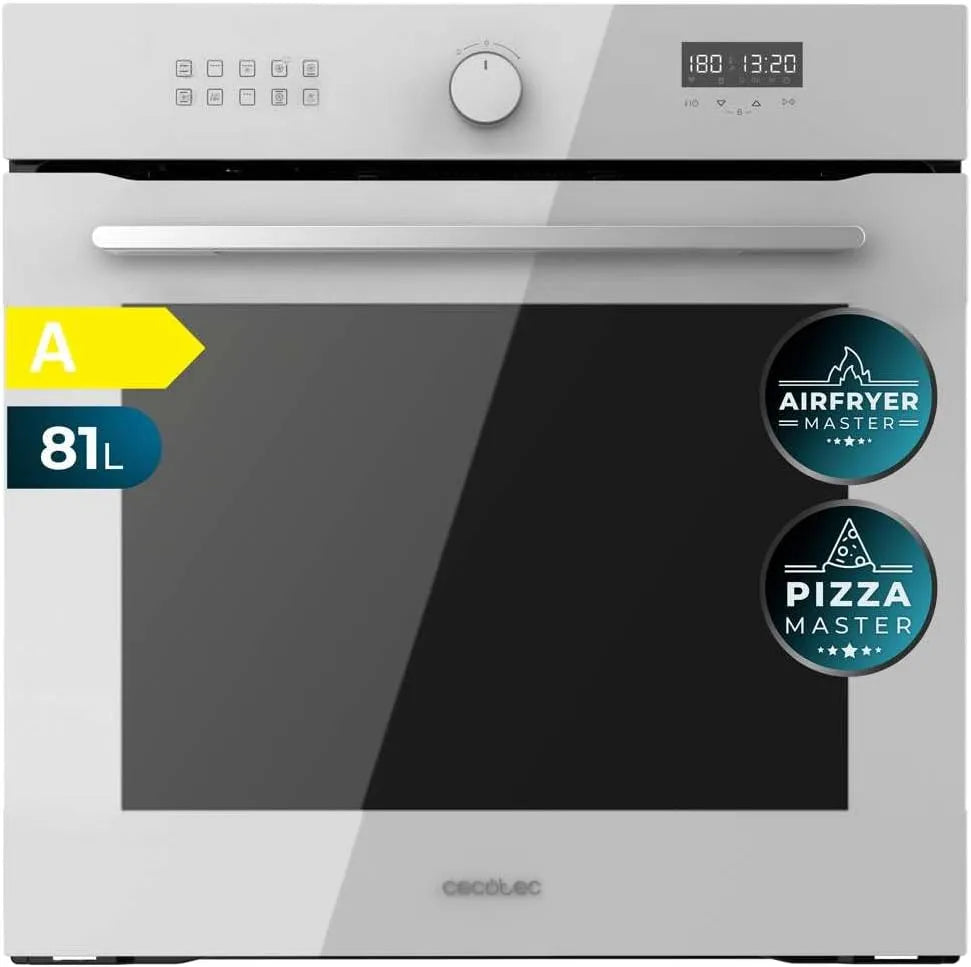 Cecotec Bolero Hexa AF316000 Forno elettrico per pizza, 60 cm, 81 L, 3400 W, 11 programmi, effetto 3D, bianco, 11 Funzioni con Airfryer Master