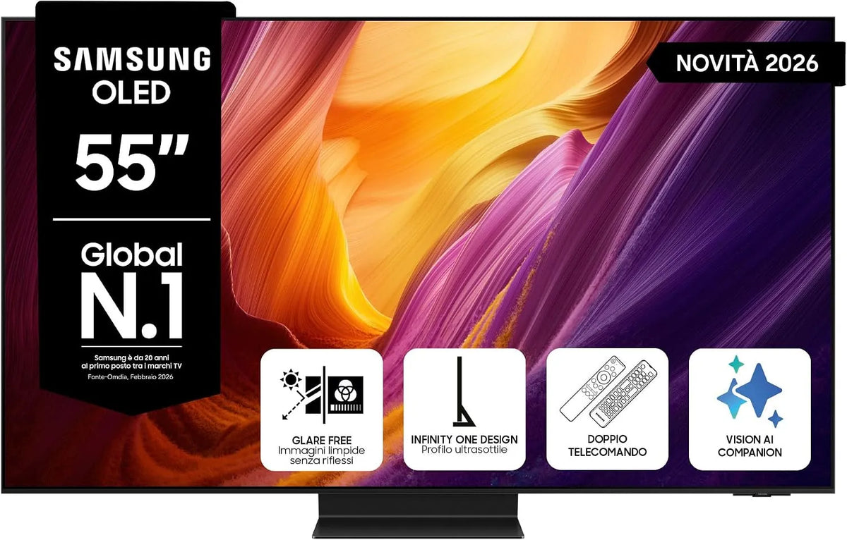 Samsung QE55S95HATXZT Smart TV, 55 pollici, 165 Hz, televisore, 4K UHD, OLED, HDR, audio Dolby, HDR 10+, Motion Xcelerator 165Hz, Dolby Atmos, 2026