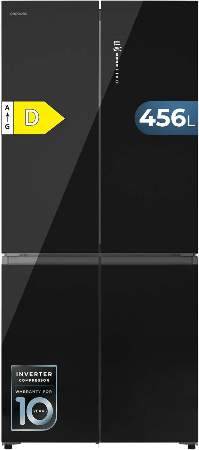 Cecotec Bolero CoolMarket 4D Frigorifero, 456 L, classe energetica D, da incasso, nero, Extra Capacità Inside 456L, 190 cm Altezza, 3 cm Larghezza