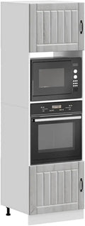 Forno a microonde, 60 x 57 x 207 cm, Set di 2 mobili per fornelli, in legno Sonoma, autoportante, con piedini regolabili, compatto, salvaspazio