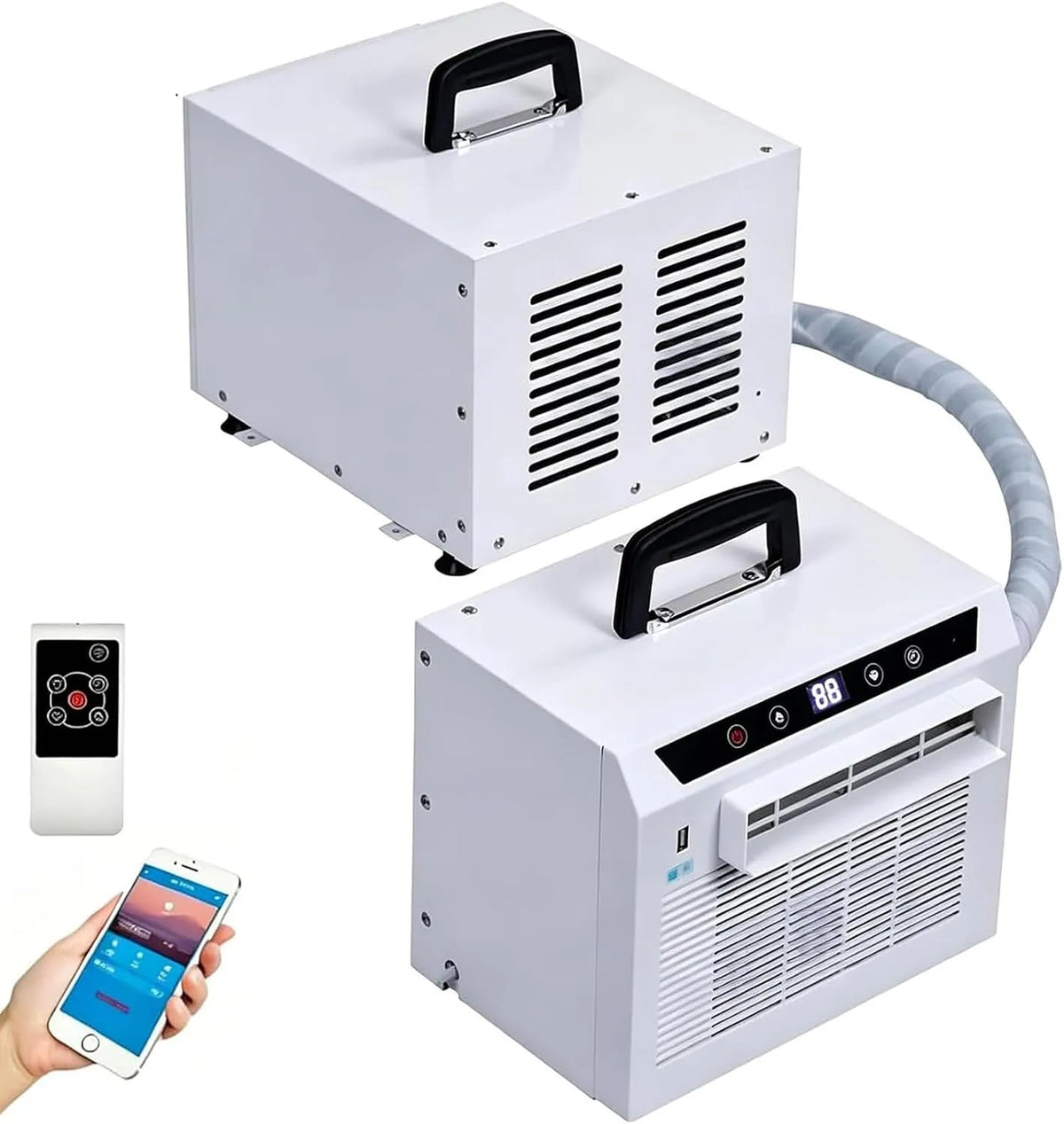 Condizionatore 12H, 130 m3/h, portatile, timer, Wi-Fi, Flusso d'Aria 130m3, Condizionatore Split 3000 BTU, Senza Installazione per Casa, Ufficio e