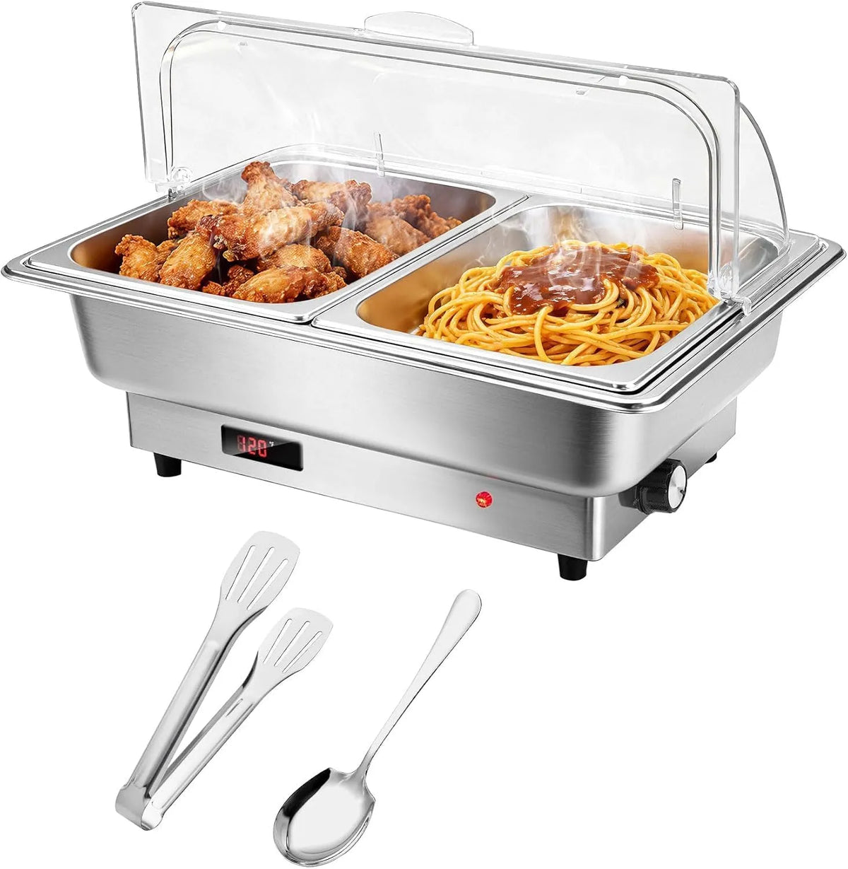 Scaldavivande da buffet, 9 L, acciaio inox, argento, Argento 1, Scaldavivande Elettrico