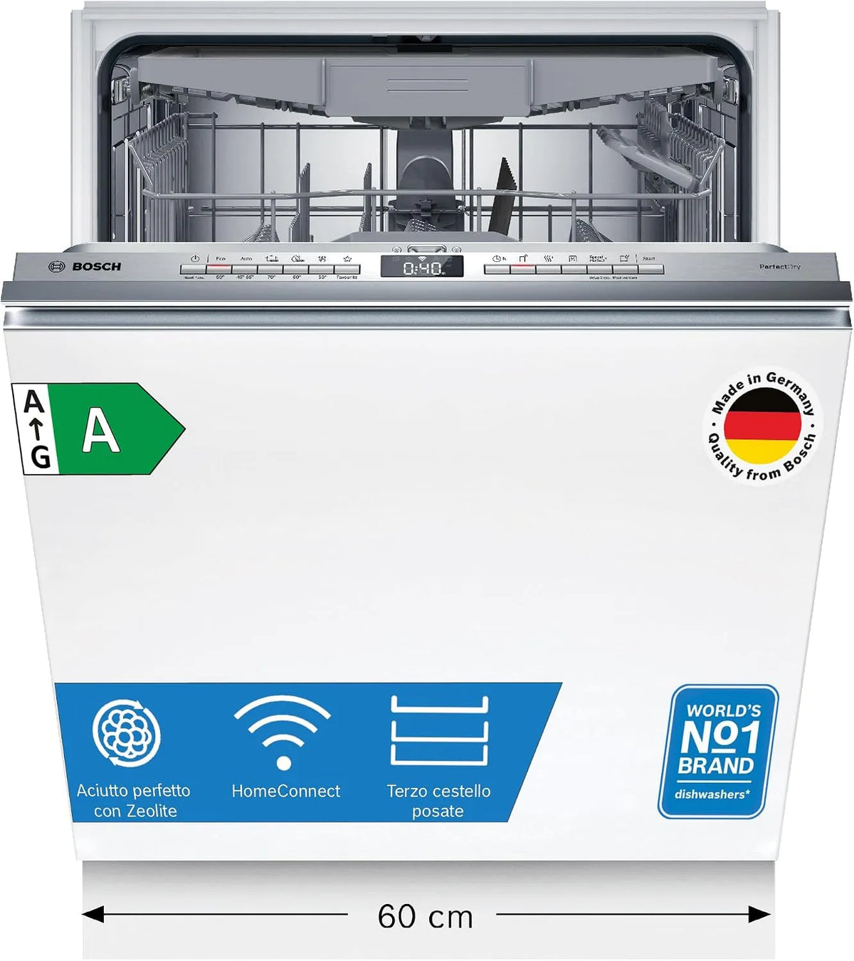 Bosch Serie 6 SMV6YCX02E Lavastoviglie, classe energetica A, da incasso, Bosch SMV6YCX02E Serie 6 Lavastoviglie incasso a scomparsa totale Classe A
