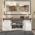 Mobile TV, 150x40x60 cm, decorazione del soggiorno, bianco, Madia Mobile da Cucina Tavolo TV con 2 Ante Scorrevoli e Ripiano Regolabile, Rtopsu Mobile