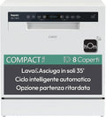 Candy Lavastoviglie, classe energetica F, bianco, Candy Rapidò Lavastoviglie Compatta 8 Coperti