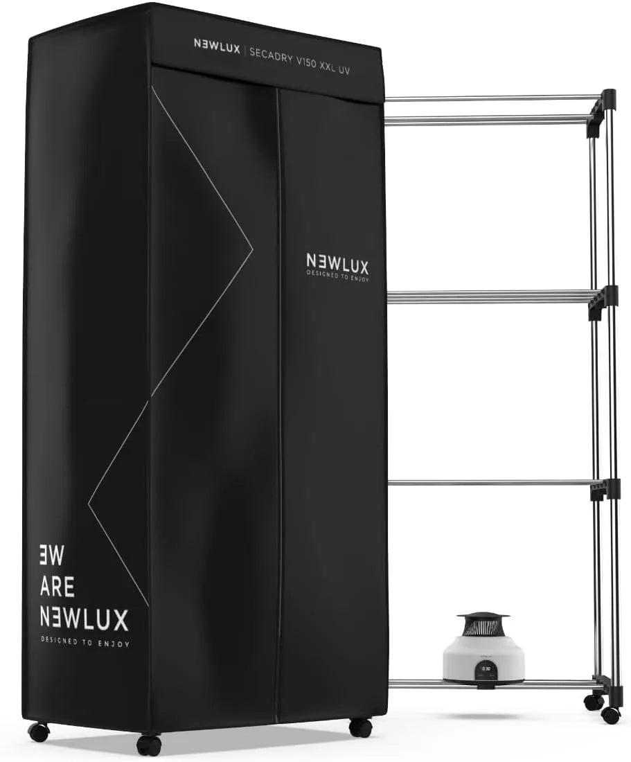 Asciugatrice 180min, 1200 W, 15 kg, portatile, nero, Luce UV per Disinfettare, 4 Livelli, 1200W