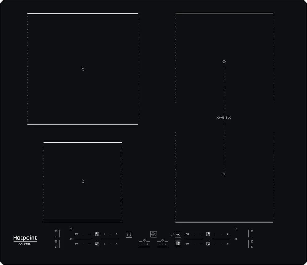 Piano cottura a induzione, 59 cm, piastra a induzione, Hotpoint 4860B, da incasso, nero