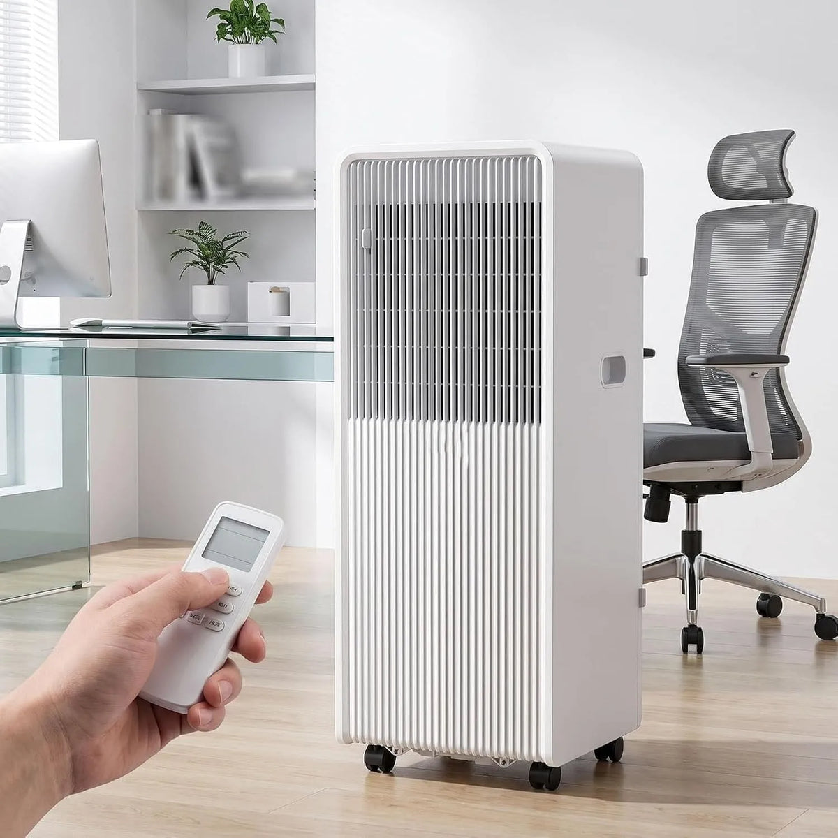 Condizionatore 24H, portatile, timer, 10000 BTU, Spina UK a 3, Condizionatore Smart con 4 modalità, Telecomando e Kit di Installazione per Ufficio