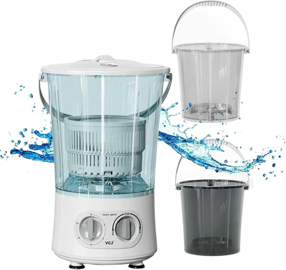 Lavatrice, portatile, esterno, timer, 3 cestini, design salvaspazio, ideale per casa, dormitorio, camper