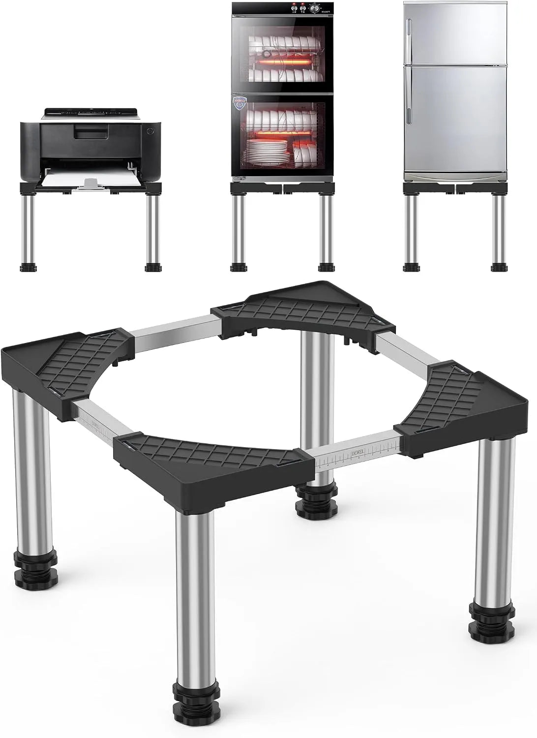Asciugatrice, 36 CM, nero, Base Per Lavastoviglie 45-67 CM Con 4 Piedini Robusti, DEWEL Mini Base Per Frigorifero Rialzata, Carico 200 KG Per