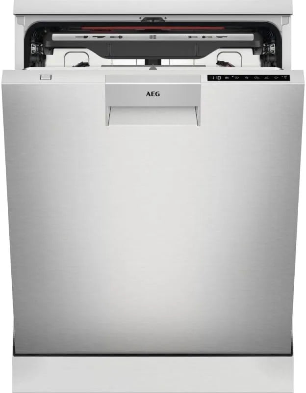 AEG 14 posate, 60 cm, sistema AirDry, display digitale XL FFB76717PM, 44 dB, motore inverter, cavità XXL, funzione estraibile, softspikes, inox
