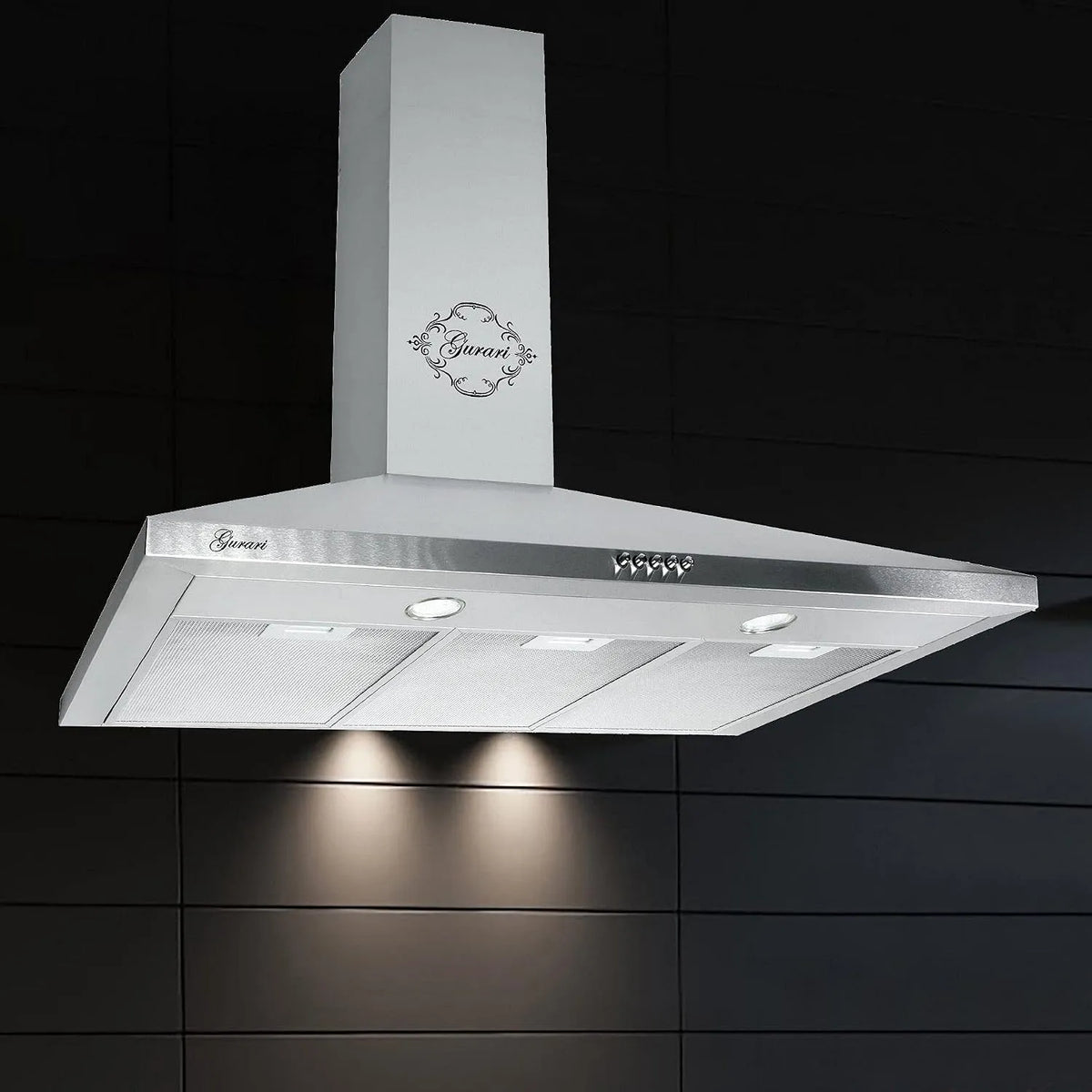 Cappa aspirante, 90 cm, 1000 m3/h, cappa da cucina, scarico e ricircolo, montaggio a parete, acciaio inox