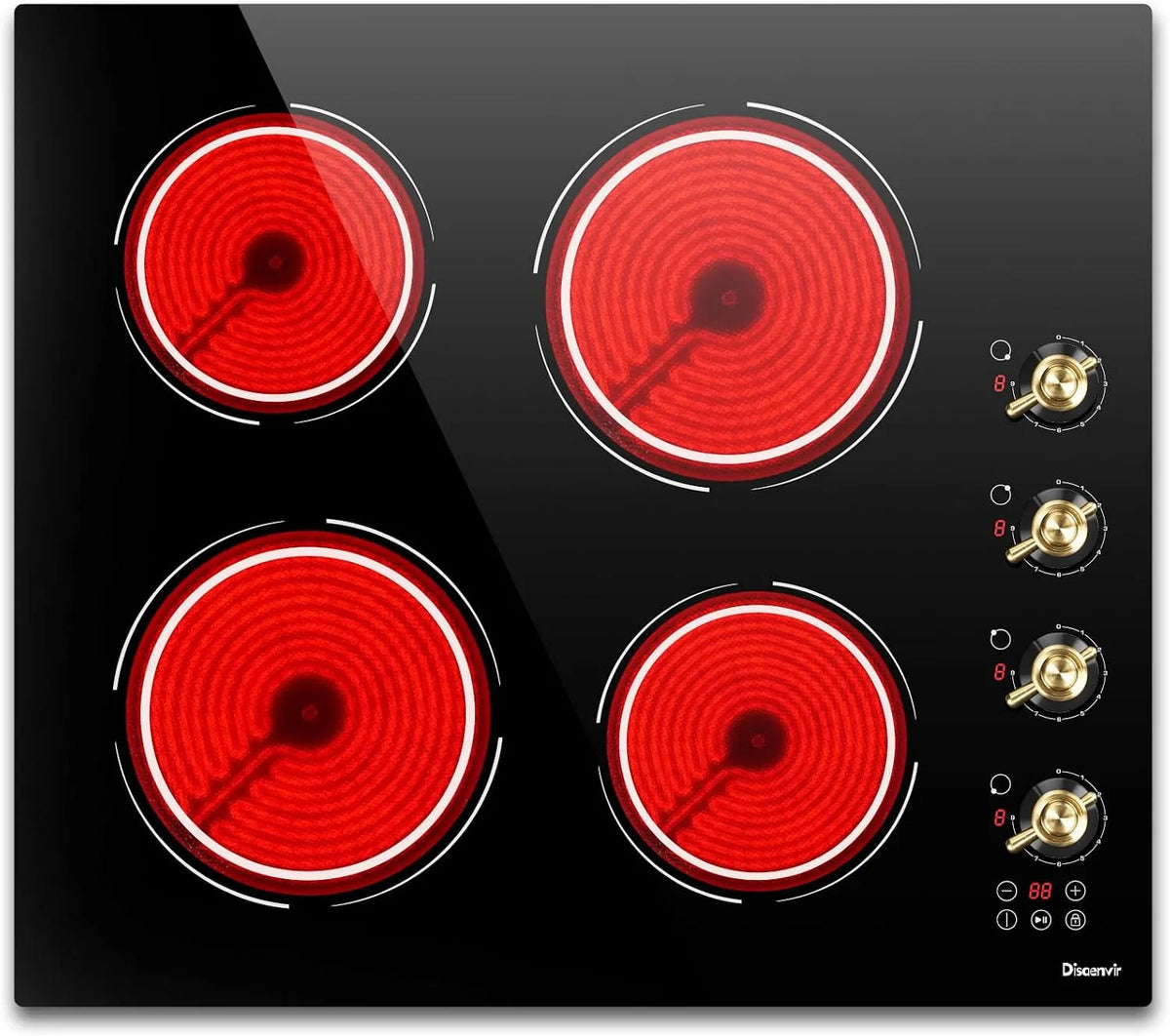 Piano cottura elettrico, 56×49cm, 6000 W, 220 V, da incasso, timer, piastra elettrica, nero, 9 Livelli, Piano Cottura Vetroceramica incasso 220v