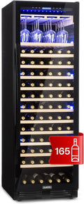 Klarstein Cantinetta vino, 433 L, 165 bottiglie, da incasso, esterno, touch, bianco, 433L, Cantinetta Vino Refrigerata a Zona Singola per Rosso