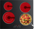 Piano cottura elettrico, 4 fuochi, 6400 W, piastra elettrica, CDV Piano Cottura Vetroceramica 4 Fuochi 6400 W Doppia Zona