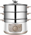 Prodotto 10 l, Vaporiera elettrica per alimenti, ad alta capacità, in acciaio inox, prestazioni di riscaldamento rapido 1200 W, con cestelli