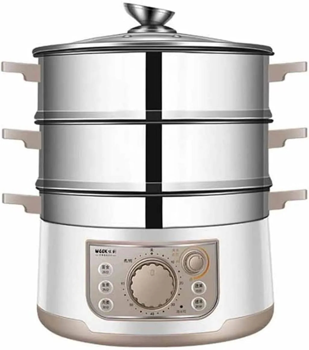 Prodotto 10 l, Vaporiera elettrica per alimenti, ad alta capacità, in acciaio inox, prestazioni di riscaldamento rapido 1200 W, con cestelli