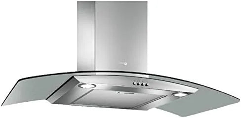 Cappa aspirante, 400 m3/h, cappa da cucina, montaggio a parete, acciaio inox, Trasparente