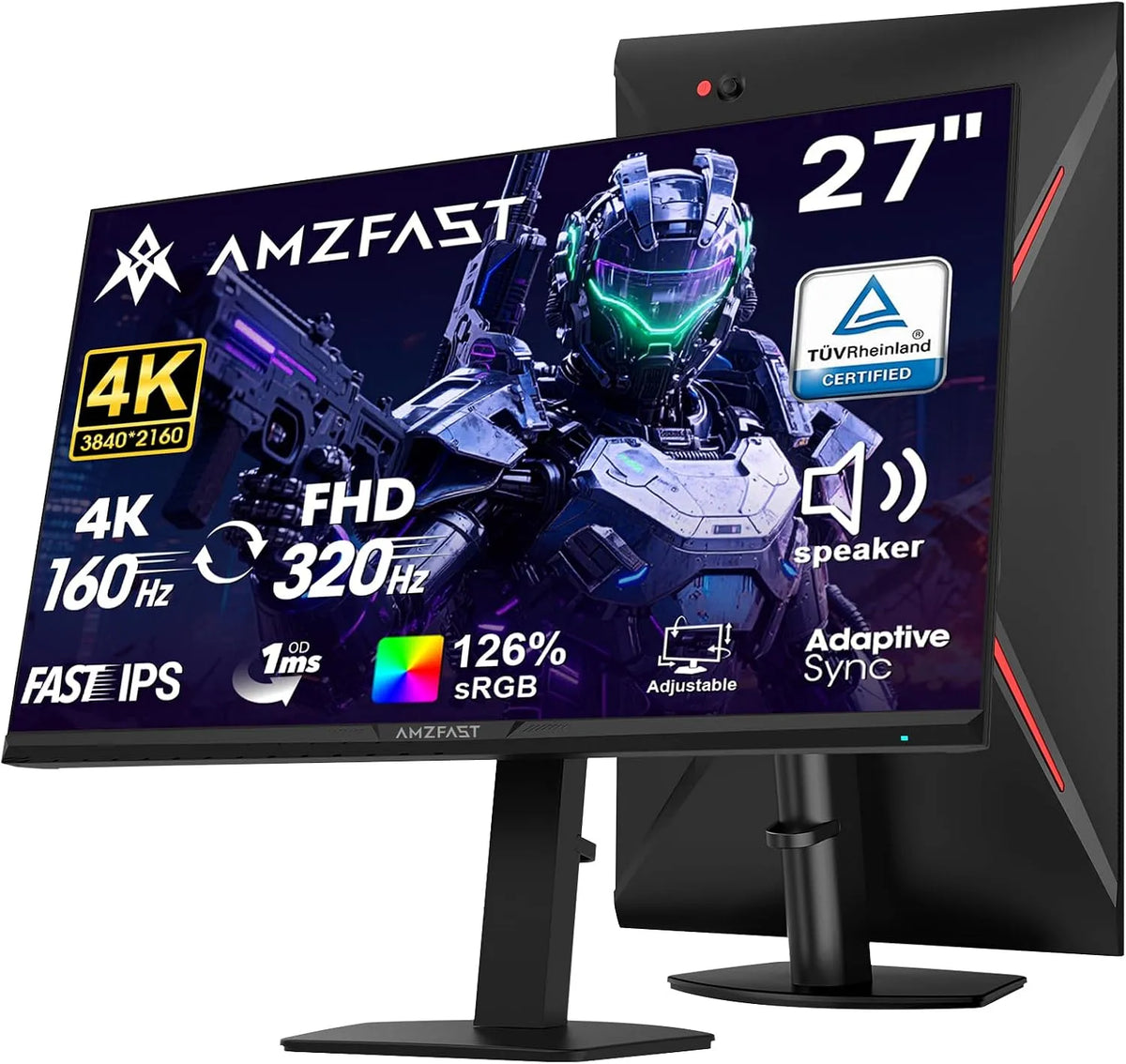 Monitor UHD160HZ DP1.4, 27 pollici, 1 ms, 320 Hz, funzioni gaming, HDR, 4K UHD, Full HD, schermo PC, PBP/PIP-AMZG27F6U, HDR 400, sRGB126%, HDMl 2