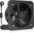 Prodotto Ventola Bagno Silenziosa con Valvola di non ritorno, HG Power Ventola Aspirazione 200mm, Regolatore di velocità, Spina, B-Nero