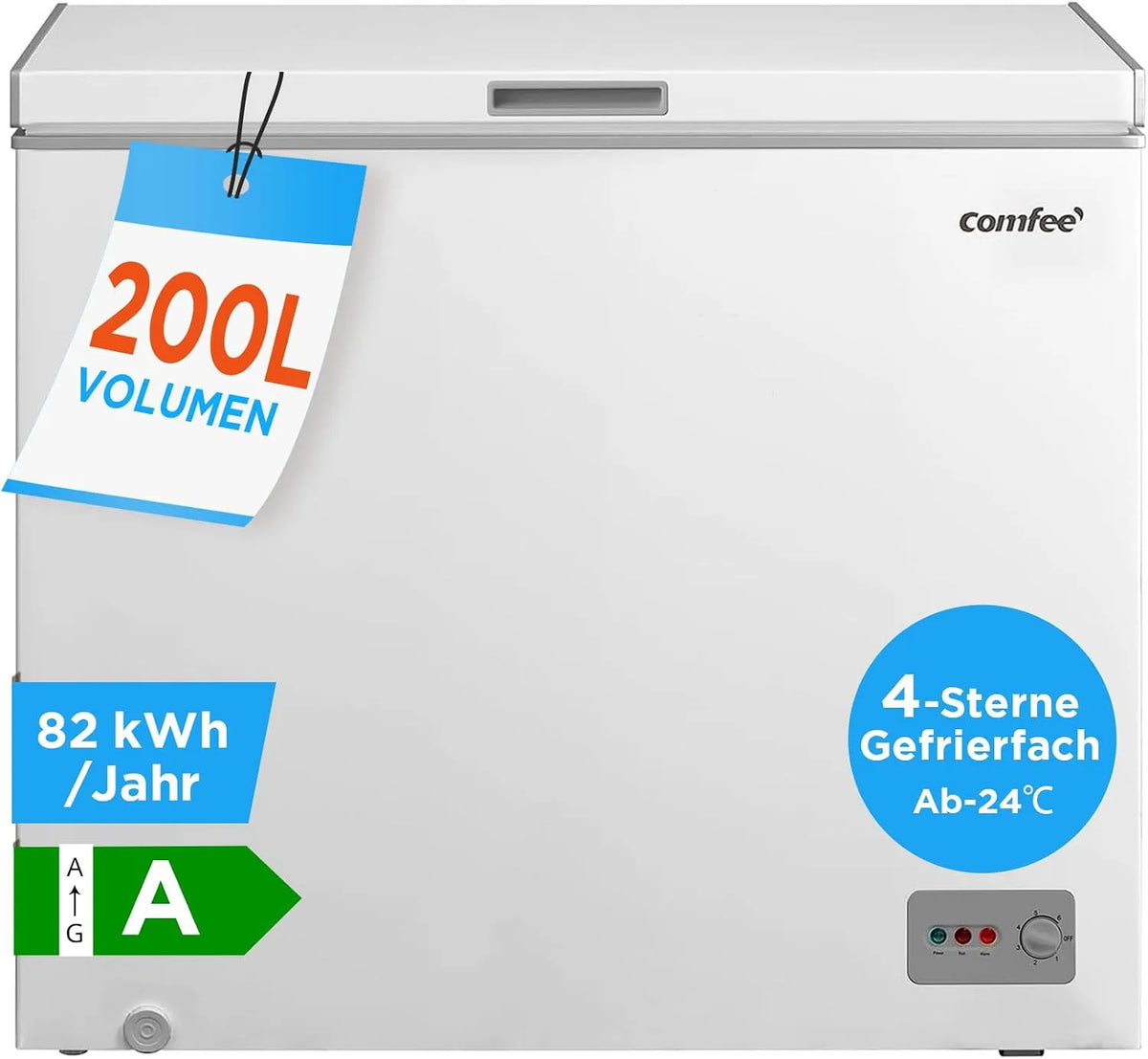 Congelatore, 200 L, 41 dB, 82, Inverter, 2 zone di temperatura, freezer verticale, bianco, Comfee RCC201WH6, 85 cm di altezza, 82 kWh, 200L