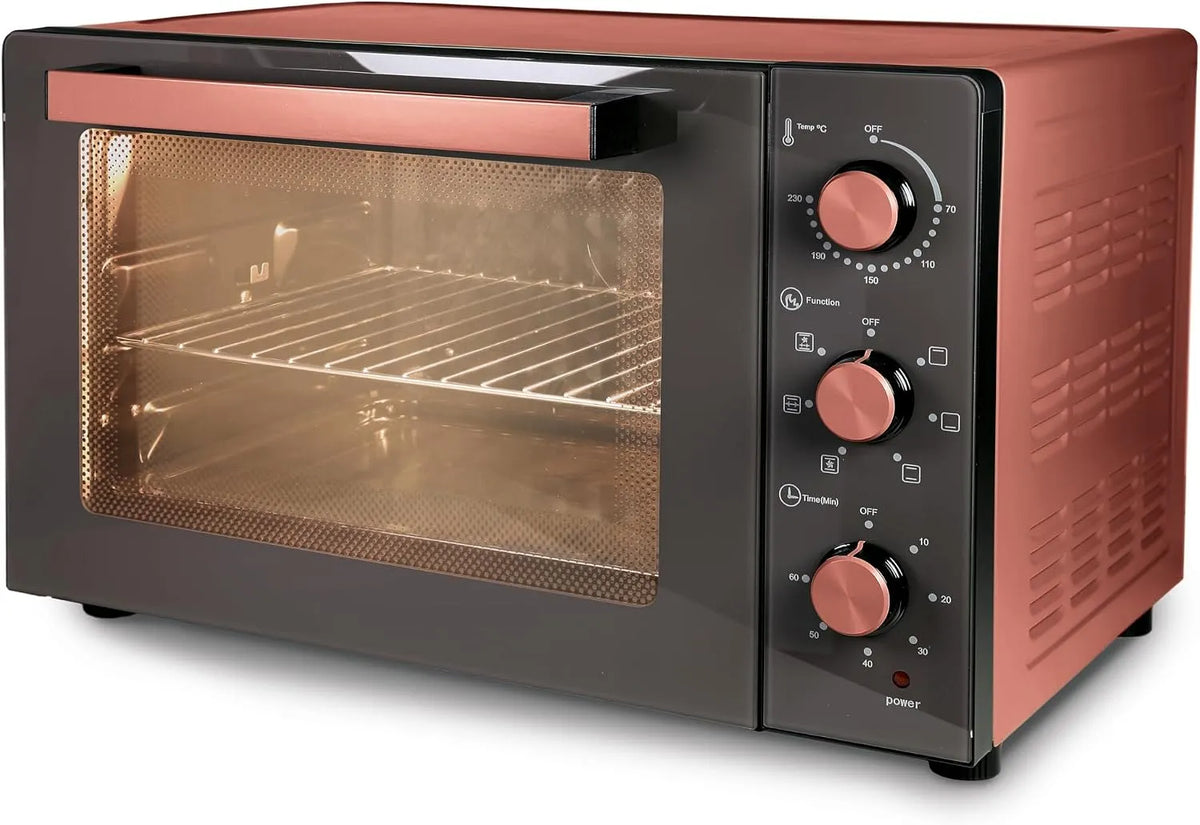 Forno elettrico, rivestimento antiaderente, rosso, Tognana Iridea, Rosso Mela, Forno elettrico ventilato con pareti interne in materiale antiaderente