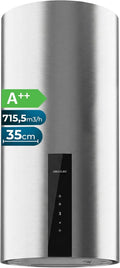 Cecotec Bolero Flux DRT Cappa aspirante, 35 cm, 715 m3/h, classe energetica A, cappa da cucina, montaggio a parete, Boost, touch, acciaio inox