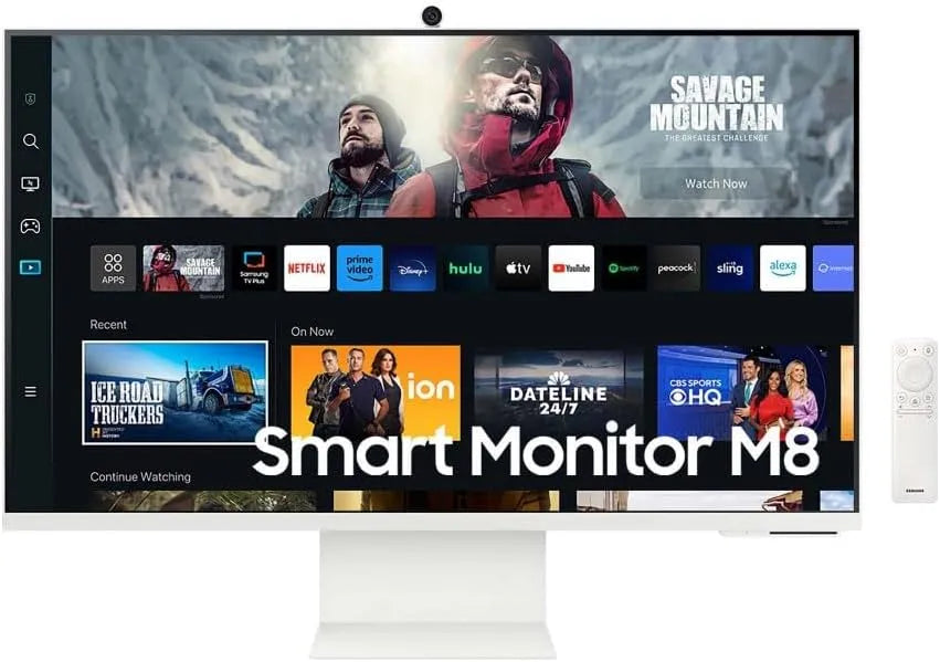 Samsung S32CM801 Monitor, 32 pollici, 3840 × 2160, funzioni gaming, Wi-Fi, 4K UHD, USB, schermo PC, bianco, Office 365, Piattaforma Smart TV, WiFi