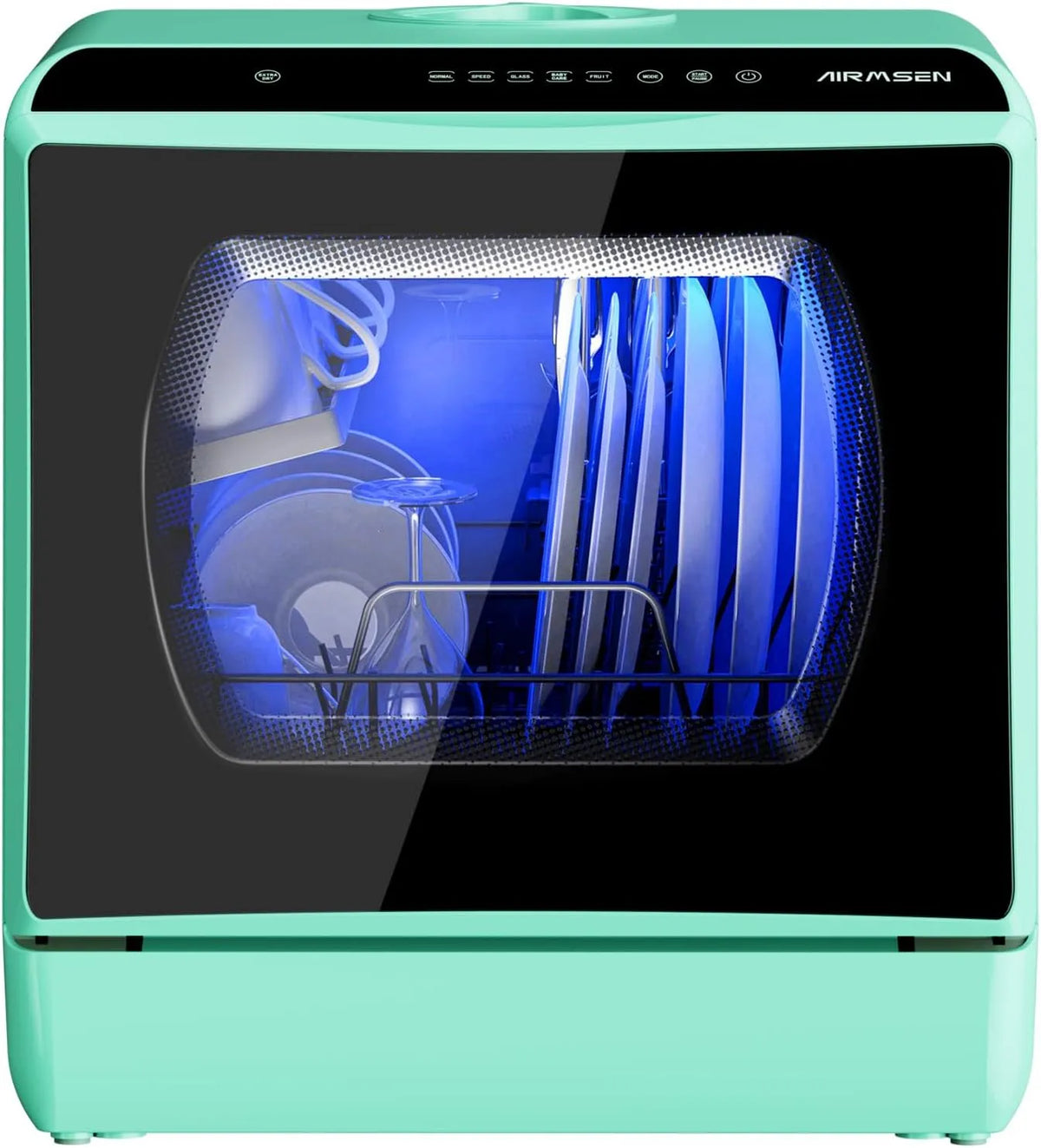 Lavastoviglie, 5 L, 1 programmi, touch, ampio serbatoio, verde, 2 Modi di Approvvigionamento Idrico, Serbatoio 5L, Appartamenti e Dormitori