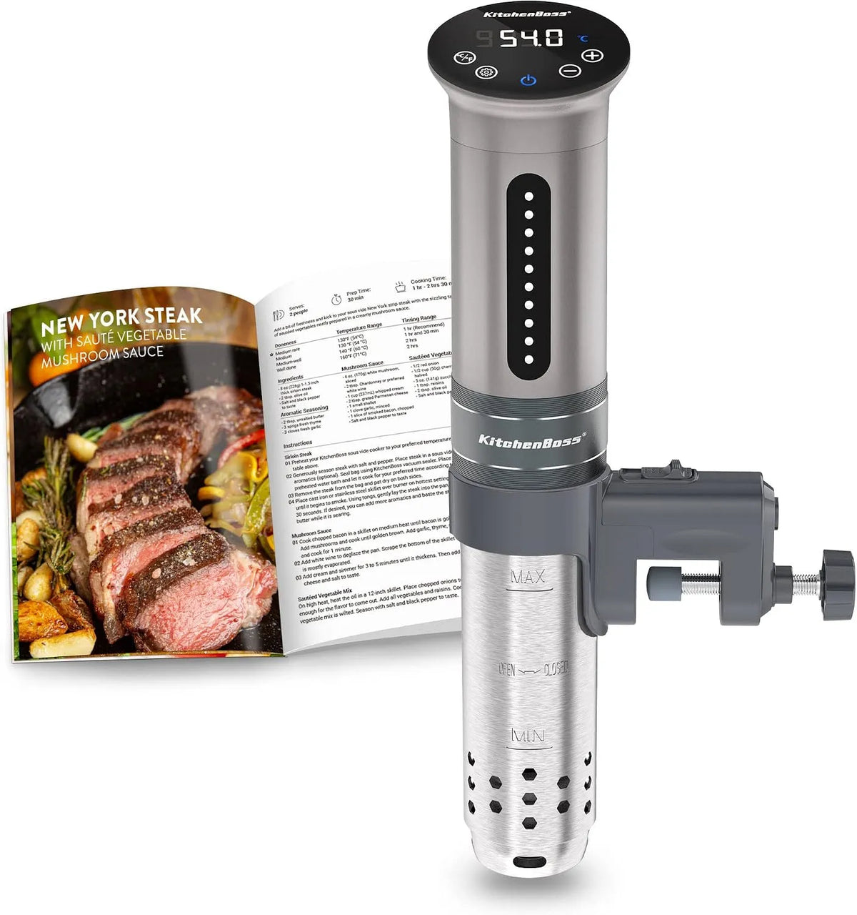modello IPX7, KitchenBoss Sous Vide Roner Cucina a Bassa Temperatura Slow Cooker Circolatore Termico Professionale IPX7 impermeabile, Timer con Touch