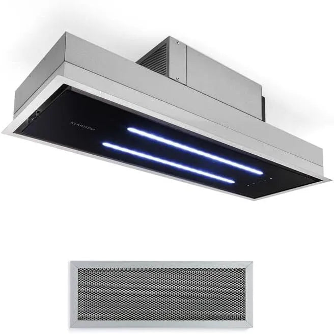 Klarstein m3/h Cappa aspirante, 77 cm, 410 m3/h, classe energetica C, cappa da cucina, scarico e ricircolo, da incasso, 3 livelli, acciaio inox, LED