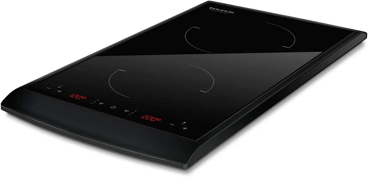 Taurus Piano cottura a induzione, 17, 5 cm, 2 fuochi, piastra a induzione, timer, 2 zone di temperatura, 10 livelli di potenza, Temperatura regolabile