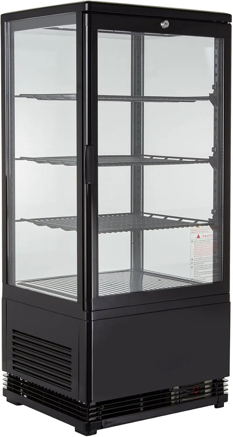 Prodotto vetrina a buffet +2 °C e +6 °C con LED, GastroHero Vetrina refrigerante da 78 litri, vetrina refrigerante Gastro nero, bancone refrigerante