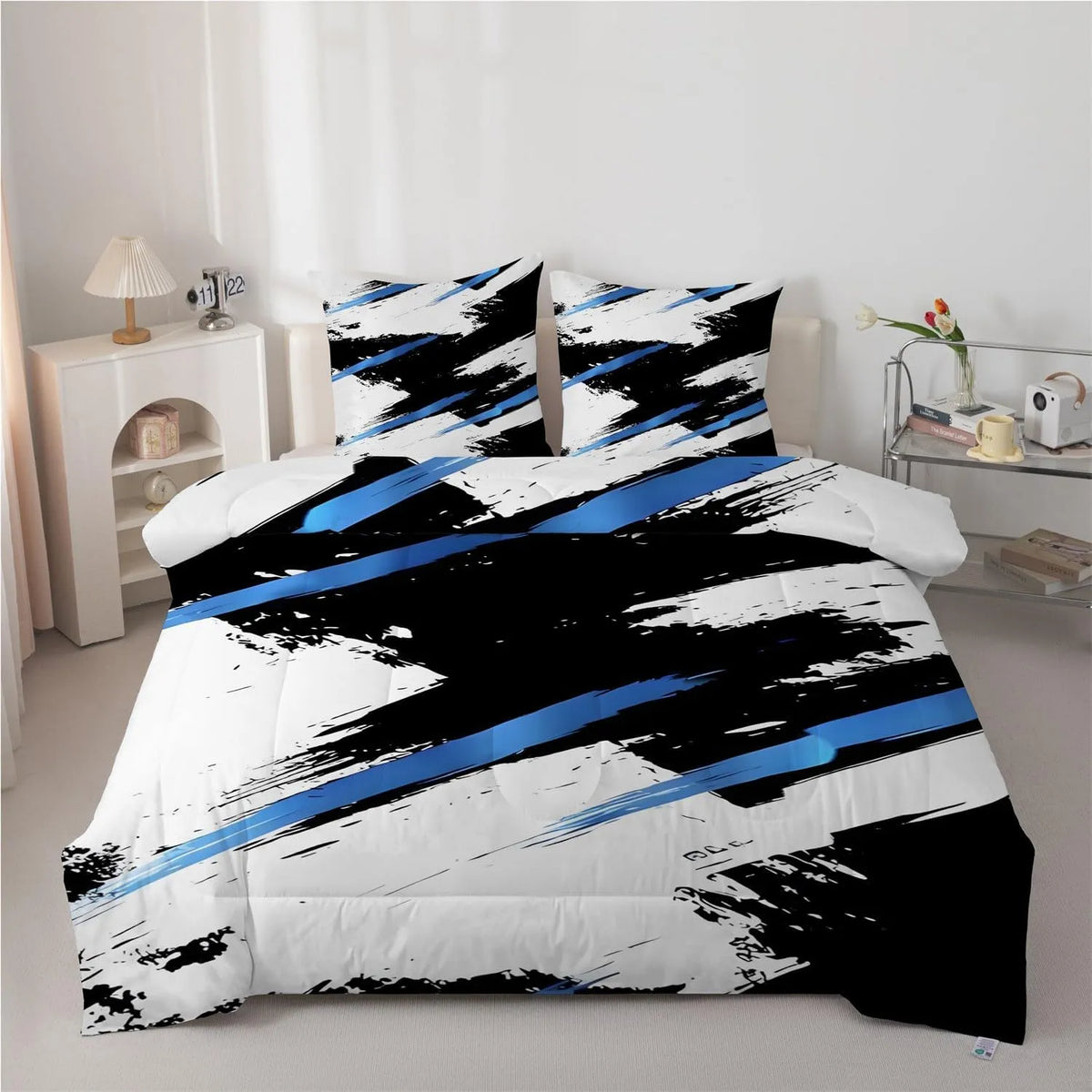 Lavatrice, industriale, 5 tog, 2 federe, Copripiumino matrimoniale Doodle reversibile per tutte le stagioni, per letto estivo e inverno, leggero