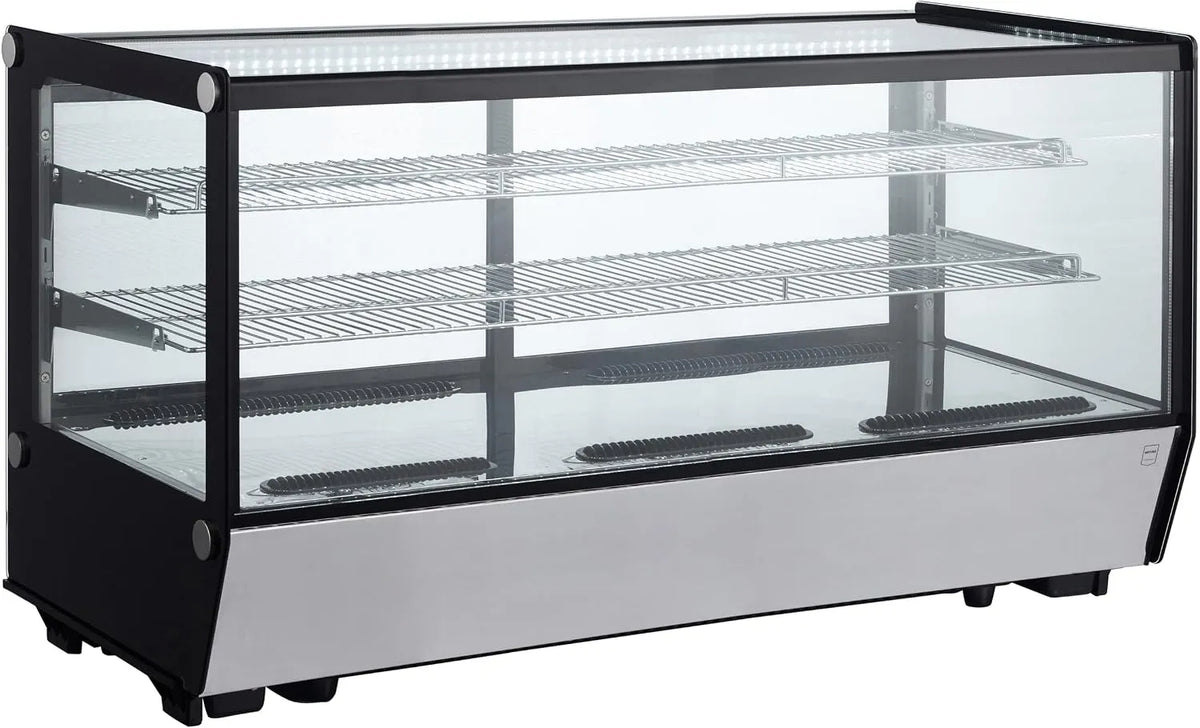 Vetrina refrigerata GCV1200R, 207 L, 400 W, acciaio inox, nero, 2 ripiani, METRO Professional Vetrina refrigerata orizzontale GCV1200R, vetro