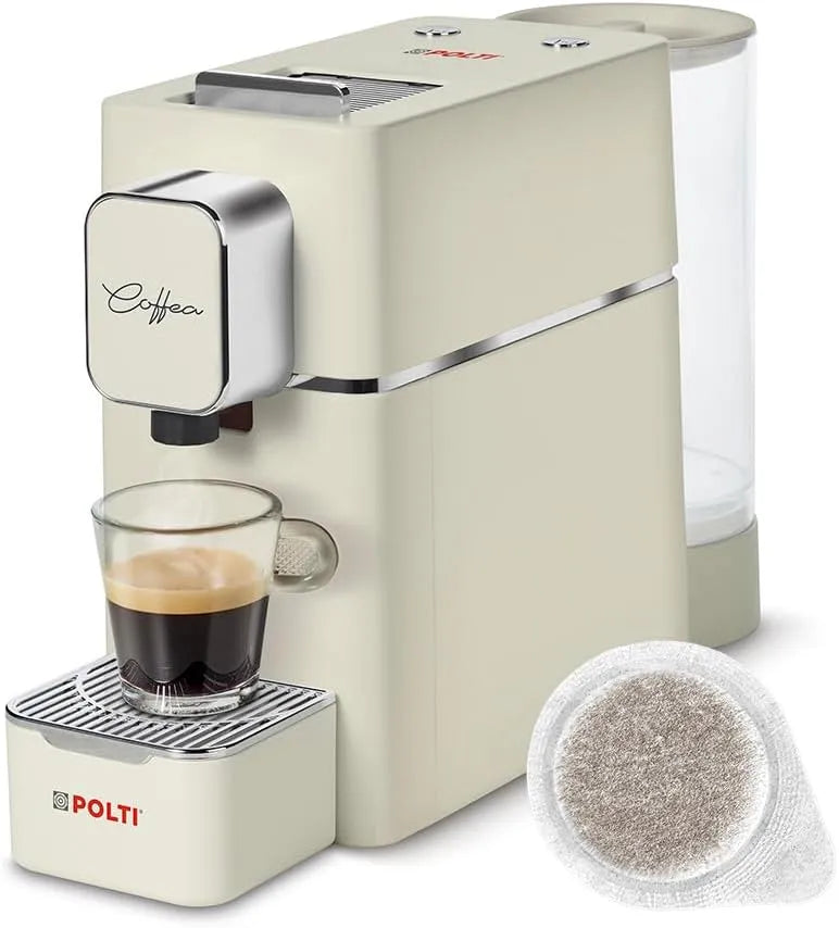 Macchina per Caffè Espresso, Coffea, Compatibile con Cialde E.S.E. 44 mm, Serbatoio 0, Polti S15C, 85L, Pressione Pompa 19 bar, Colore Crema