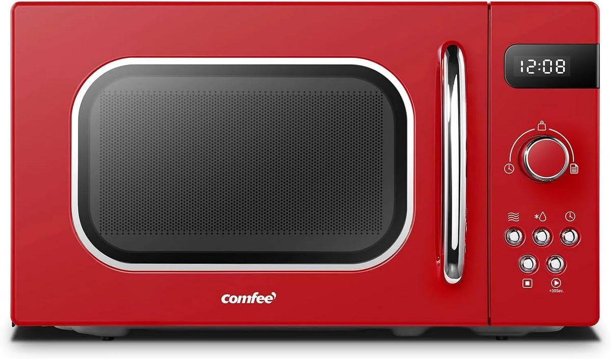 Forno a microonde, 20 L, 800 W, rosso, 5 Livelli di Potenza, Pulsante di Cottura Rapida