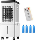 Condizionatore Timer7.5h, 15 L, portatile, ruote di trasporto, 3 velocità, Raffreddatore Evaporativo 65 W, Raffrescatore evaporativo 3 in 1, Timer 1-7